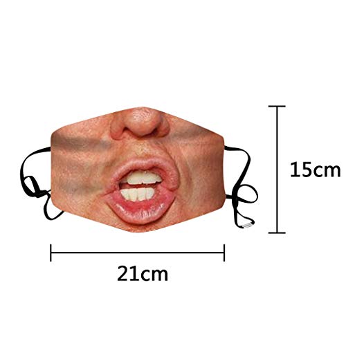 BBZUI Komik Yüz Desen Yüz Maskesi Yetişkin Sevimli Yüz Kalkanı Açık Dikişsiz Ayarlanabilir Kulak Askısı (F, 1 adet)