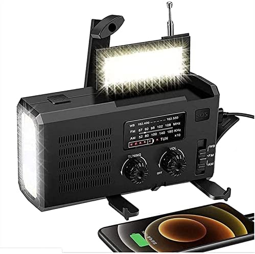 AMZ Güzel Acil-Radyo, 4000 mAh Taşınabilir Hava Güneş Radyolar ile El Krank, Hareket Sensörü Okuma Lambası LED El Feneri, SOS