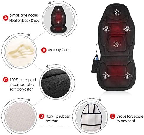 Snaılax bellek köpük masaj koltuk minderi - geri masaj ile ısı, 6 titreşim masaj düğümleri ve 2 ısı seviyeleri, masaj koltuğu