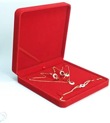 JunnıngGor takı seti Kadife Kutu Kolye Küpe Yüzük Kolye Bilezik Hediye Vitrin düğün takısı Depolama Tutucu (Kırmızı)