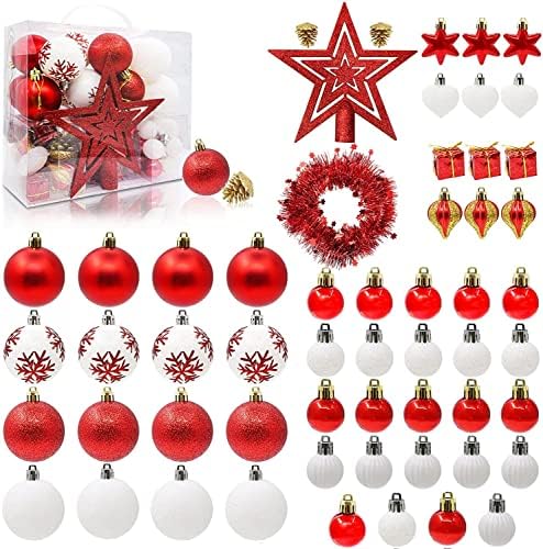 56ct Noel Top Süsler Kırmızı-Kırılmaz Noel Süslemeleri Topları Süsler ile Topper, asılı Dekoratif Noel Ağacı Topu Tatil için