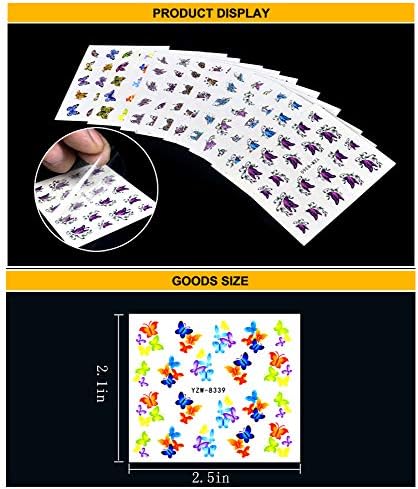 Kelebek Nail Art Çıkartmaları Sticker Tırnak Kelebek Çiçek Tasarım Çıkartmalar Holografik 12 Adet Kelebek Nail Art Manikür