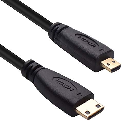 BronaGrand Mikro HDMI Erkek Tip D Tip C Mini HDMI Erkek Konnektör Adaptör Kablosu Kablosu Siyah, 1 Metre