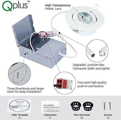 QPLUS 4 İnç 2700 K 16 Paketi Hava Geçirmez Göz Küresi Gimbal Bağlantı Kutusu ile LED Gömme Aydınlatma / Canless Downlight /