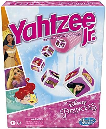 Yahtzee Jr.: 4 Yaş ve Üstü Çocuklar için Disney Princess Edition Masa Oyunu, 2-4 Oyuncu için, Okul Öncesi Çocuklar için Sayma