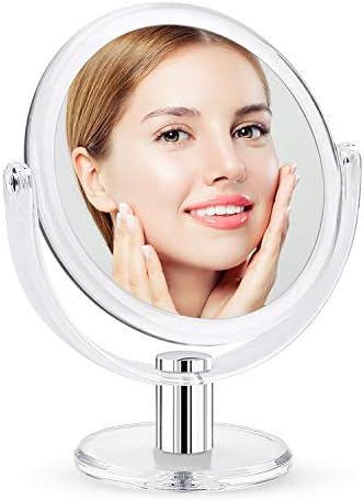 Fabuday makyaj Aynası 1X ve 10X Büyütme ile Çift Taraflı-Standlı 7 inç Çift Taraflı Büyüteçli Ayna, Masa Üstü Banyo Yatak Odası