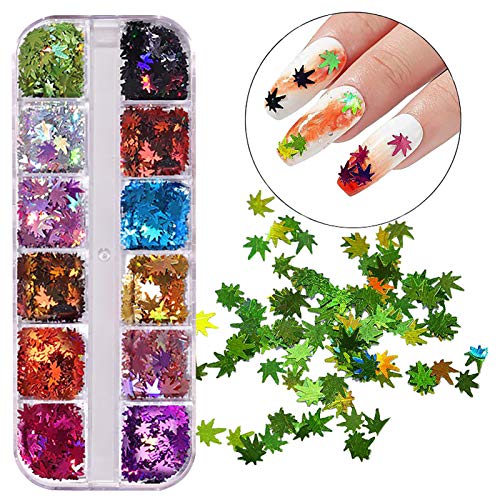 Tırnak Sanat Malzemeleri Holografik Akçaağaç Yaprağı Tırnak Glitter 36 Renkler / Set Sparkly Tırnak Sequins Glitters Nail Art