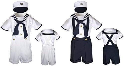 Unotux 4 adet Sailor Denizcilik Beyaz Şort Takım Erkek Bebek Çocuk Yürümeye Başlayan Sml XL 2 T 3 T 4 T