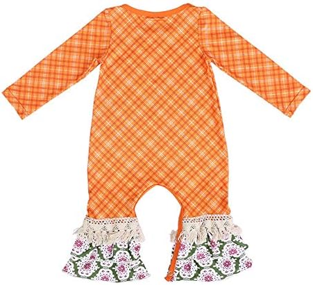 Bebek Kız Buzlanma Fırfır Tulum Pantolon Cadılar Bayramı Çiçek Romper Bodysuit Uzun Kollu Pijama Doğum Günü Kıyafetler Playwear