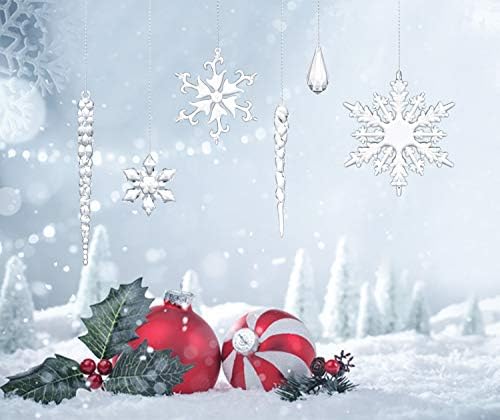 Artiflr Noel Kar Tanesi Süslemeleri, 48 pcs Buz Sarkıtları Süsler Set Temizle Kar Tanesi Akrilik Noel Süsler için Santa Açık