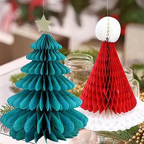 JJKFQ 6 Adet Petek Kağıt Noel Şapka Asılı Süsleme Noel Ağacı Kolye Noel Dekorasyon (Renk: Bir, boyutu: resimde gösterildiği