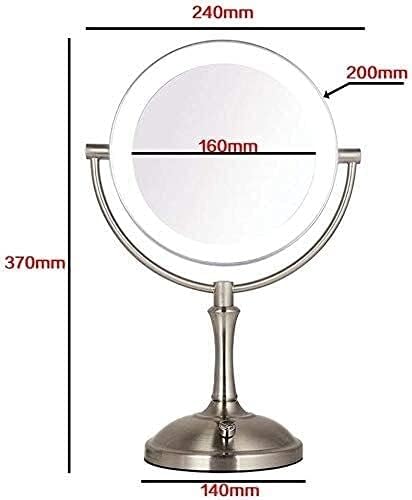 HİGHKAS Küçük Ayna Makyaj Aynası, Avrupa LED Metal Ayna Masaüstü Çift Taraflı makyaj aynası HD Güzellik büyüteçli ayna 360
