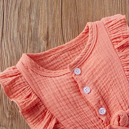 Softcomfy Yenidoğan Toddler Bebek Kız Tek Parça Romper Kolsuz Ruffled Tulum Kafa Bandı ile Yaz Giysileri