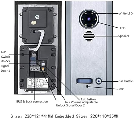 Görüntülü Kapı Telefonu, Hava Koşullarına Dayanıklı HD Renkli Ekran Görüntülü Kapı Zili Kamera Otobüsü Ev Güvenliği için 2