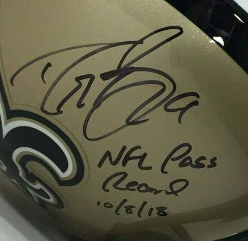 Drew Brees Proline Saints Helmet İmzalı NFL Geçiş Kaydı 10/8/18 Otomatik Fanatikler-İmzalı NFL Kaskları