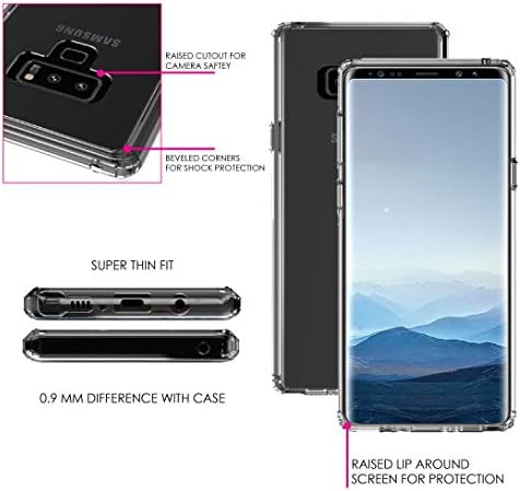 Samsung Galaxy Note 9 için Distinctİnk Şeffaf Darbeye Dayanıklı Hibrit Kılıf - TPU Tampon, Akrilik Arka, Temperli Cam Ekran