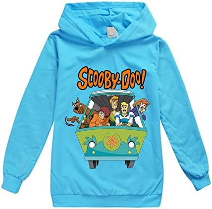 Waroost Çocuk Boys Scooby-Doo Hood ile Rahat Kazak, Uzun Kollu Kazak Gençler için Hoodies Tops (2-16Y)