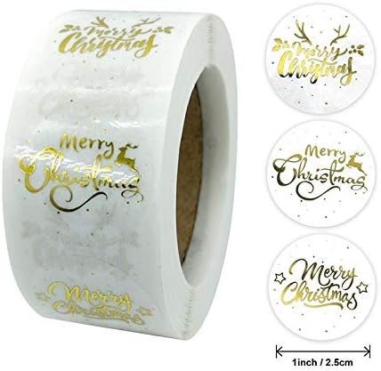 Samzary 500 Parça Noel Çıkartmalar Noel Etiket Çıkartmaları RoundAdhesive Etiketler Kraft Kağıt Dekoratif Sızdırmazlık Çıkartmalar,