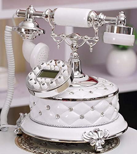 Qdıd Antika Telefon Sabit Hat, Amerikan Telefon Sabit Ofis Otel Ev ve Ofis için Vintage Retro Telefon (Renk: Beyaz, Boyut: