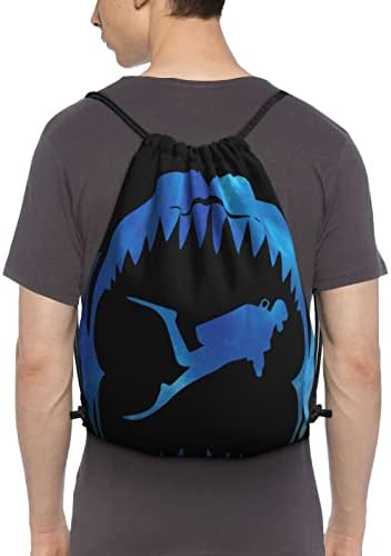 İpli sırt çantası köpekbalığı Jaws tüplü dalış dize çanta Sackpack spor salonu alışveriş spor Yoga için