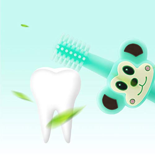 Çocuk Diş Fırçası Diş Fırçaları 360 Diş Fırçası Çocuklar Manuel Yumuşak Kıl Silikon Bebek Diş Fırçası 1-3 Yaş İçin Yeşil Pembe
