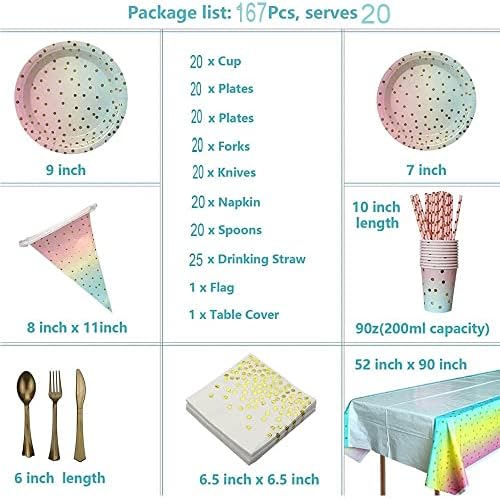 HNTHY Bronzlaşmaya Polka Dot Kağıt Sofra Seti Kağıt Tabak Bardak Peçete Masa Örtüsü Düğün Doğum Günü Parti Malzemeleri (Renk: