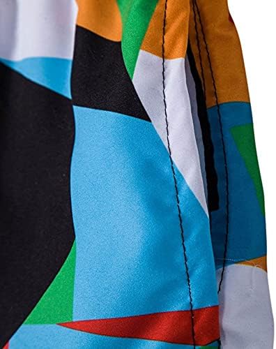 SPNEC Yaz Moda erkek Kısa Kollu, Geometrik Baskı Yaka Gömlek erkek Rahat Şort Takım Elbise (Renk: Renk, Boyut: L Kodu)