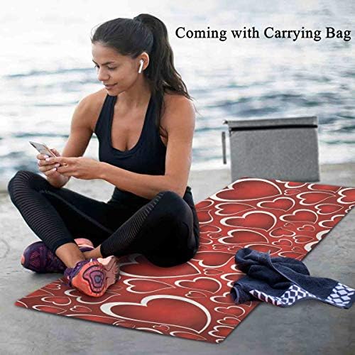 MCHIVER Seyahat Yoga Mat Kaymaz-Aşk Sevgililer Günü Kalp Katlanabilir egzersiz matı Hafif egzersiz matı ile Çanta Ter Emici