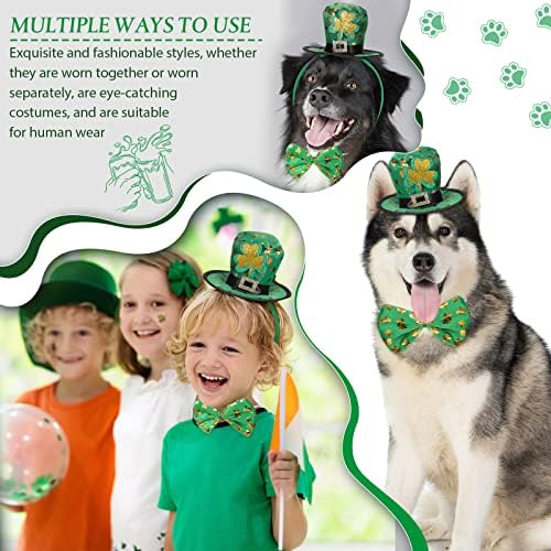 4 Adet St Patrick Günü Köpek Şapka ve Yaka Köpek Kıyafeti Köpek Papyon Aziz Patty Günü Kafa Bandı St Patricks Günü Yeşil Kostüm
