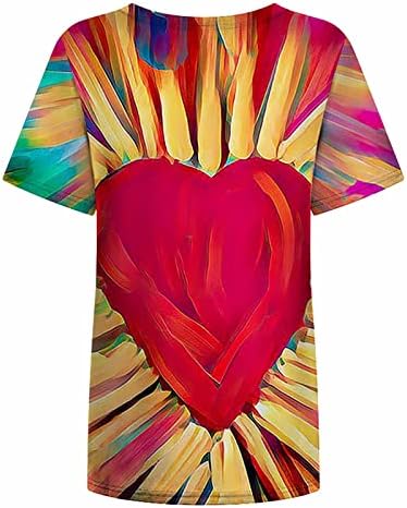 Sevgililer Günü Gömlek Kadınlar için Kalp Grafik Boy Vintage Gömlek Ekip Boyun Kısa Kollu Moda T-Shirt Erkekler için