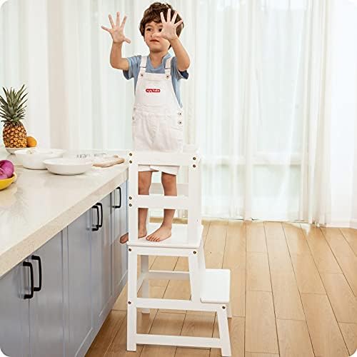 Güvenlik Raylı Çocuklar ve Küçük Çocuklar için Mutfak Adım Taburesi Mutfak Tezgahı için Çocuk Montessori Ayakta Kule, Çocuklar