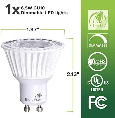 Bıoluz LED 6.5 W Kısılabilir GU10 LED 120v Ampul, 50W Halojen Ampul Değiştirme, UL Listelenen, 350lm, 40° Işın Açısı, Sıcak