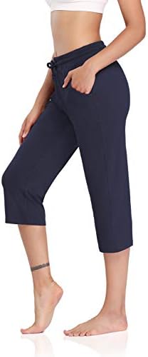 DİBAOLONG Kadın Yoga Pantolon Capri Geniş Bacak Rahat İpli Gevşek Salonu egzersiz pantolonları Cepler ile