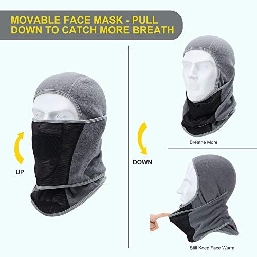 Balaclava Kayak Maskesi, Erkekler Kadınlar Kış Kayak için Hareketli Su Geçirmez Yüz Maskesi