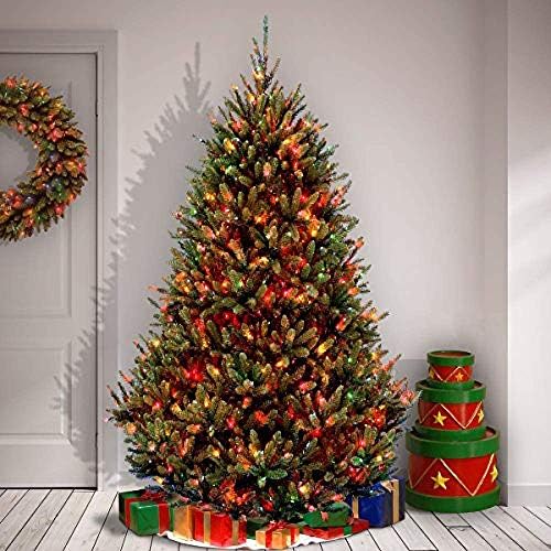 Ulusal Ağaç Şirketi Önceden aydınlatılmış Yapay Noel Ağacı / Önceden gerilmiş Çok Renkli ışıklar ve Stand İçerir / Fraser Köknar-7.5
