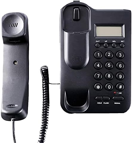 Mini Kompakt Duvar Kablolu Telefon, Uzatma Seti için Duvara Monte Kablolu Sabit Telefonlar Ev / Otel/Ofis, Arayan Kimliği (Siyah)
