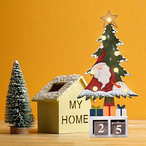 E-görünüm Noel Advent takvimi ahşap Noel ağacı masa Dekor ışıkları ile, rustik Geri Sayım Numarası Blokları ile ahşap Santa