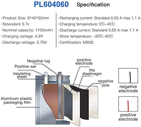 YTKavq 3.7 V 1100 mAh Pil 604060 Lityum Polimer İyon Şarj Edilebilir Li-Ion Li-Po Pil ile 2 P PH 2.0 mm Pitch Bağlayıcı