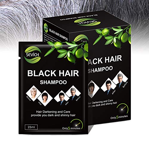 Siyah Saç Şampuanı - Sevich Anında Siyah Saç Boyası, Doğal İçerikli Saç Şampuanı, Saç Gücü Onarıcı Saç Kremi, 5 Dakika Gri