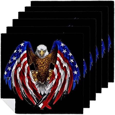 Kel kartal Amerikan bayrağı yeniden kullanılabilir bez peçeteler yumuşak ve rahat yemek masası dekorasyon