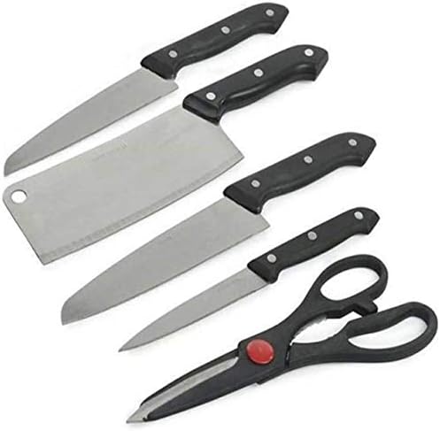 RYLAN Plastik kesme tahtası ile Bıçak Seti ve Makas, 6 Parça Paslanmaz Çelik Mutfak Bıçağı Bıçak Seti ile Bıçak Makas, Bıçak