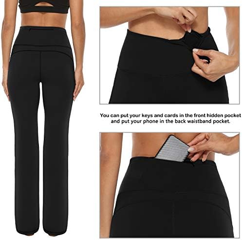 AFITNE kadın Bootcut Yoga Pantolon ile Cepler, yüksek Bel Egzersiz Kaçak Yoga Pantolon Karın Kontrol 4 Yönlü Streç Pantolon