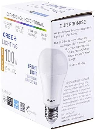 Cree Aydınlatma A19 100W Eşdeğer LED Ampul, 1600 lümen, Kısılabilir, Yumuşak Beyaz 2700K, 25.000 Saatlik Nominal Ömür, 90 +