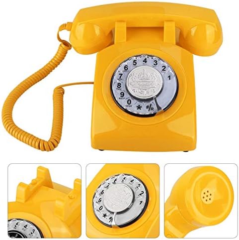 ASHATA Retro Telefon, Retro Döner Kadran Vintage Telefon Kablolu Analog Sabit Telefon Masa Telefonu, Klasik Ev Telefonu Sabit