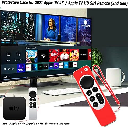 Apple TV Siri Remote için Kılıf (2. Nesil) - 2021 Apple TV 4K ve Apple TV HD Siri Remote için Kaymaz Silikon Koruyucu Kapak