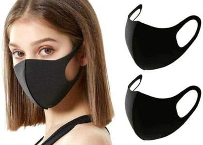 [12-Pack] Siyah Unisex Tek Katmanlı Yeniden Kullanılabilir ve Yıkanabilir Polyester Yüz Maskeleri / Esnek Kulak Halkaları ile