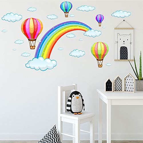 Sıcak Hava Balon Gökkuşağı Duvar Çıkartmaları Bulut Duvar Sticker Renkli Gökyüzü duvar sanat dekoru için Bebek Çocuk Yatak