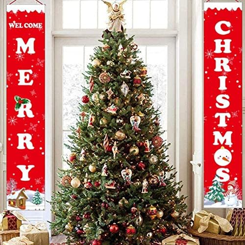 Noel Süslemeleri Merry Christmas Banner Dekor Sundurma Işareti, noel Sundurma Afiş Mutlu Yeni Yıl Ekose Işaretleri Ev Ön Kapı