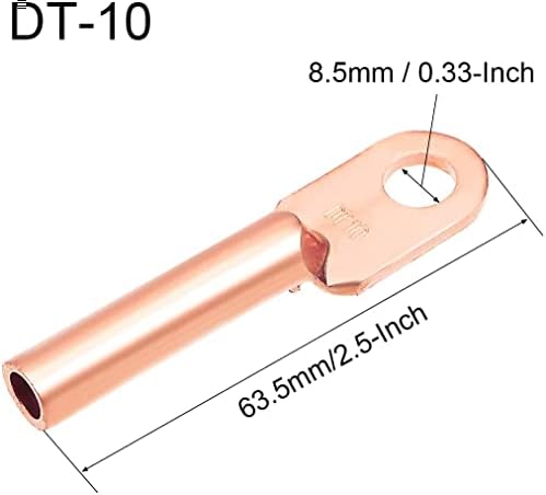 KFidFran DT-10 Welding Cable Ends Bare Copper Eyelets Tubular Ring Terminal Connectors 15Pcs(DT-10 Schweißkabelenden blanke