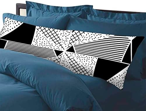 XKAWPC Siyah ve Beyaz Doted Doğrusal Üçgen Vücut Yastık Kılıfı Yumuşak Rahat ve Nefes Vücut Yastık Kapak Kabuk 54×20